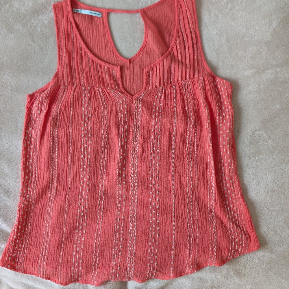 3/$30 Lightweight 100% cotton tunic with embroidery detail